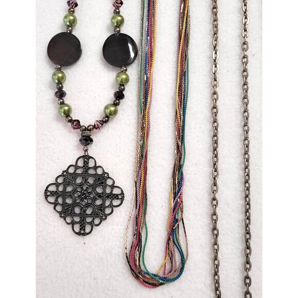4 Pc Necklace Lot Multicolor Multistrand Chains Retro Y2K Minimalist Normcore - Picture 5 of 9